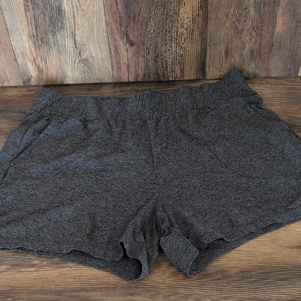 Activ8 Gray Athletic Elastic Waistband Heathered Texture Flowy Shorts L